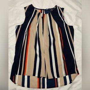 Size large Tommy Hilfiger striped print button back sleeveless blouse.
